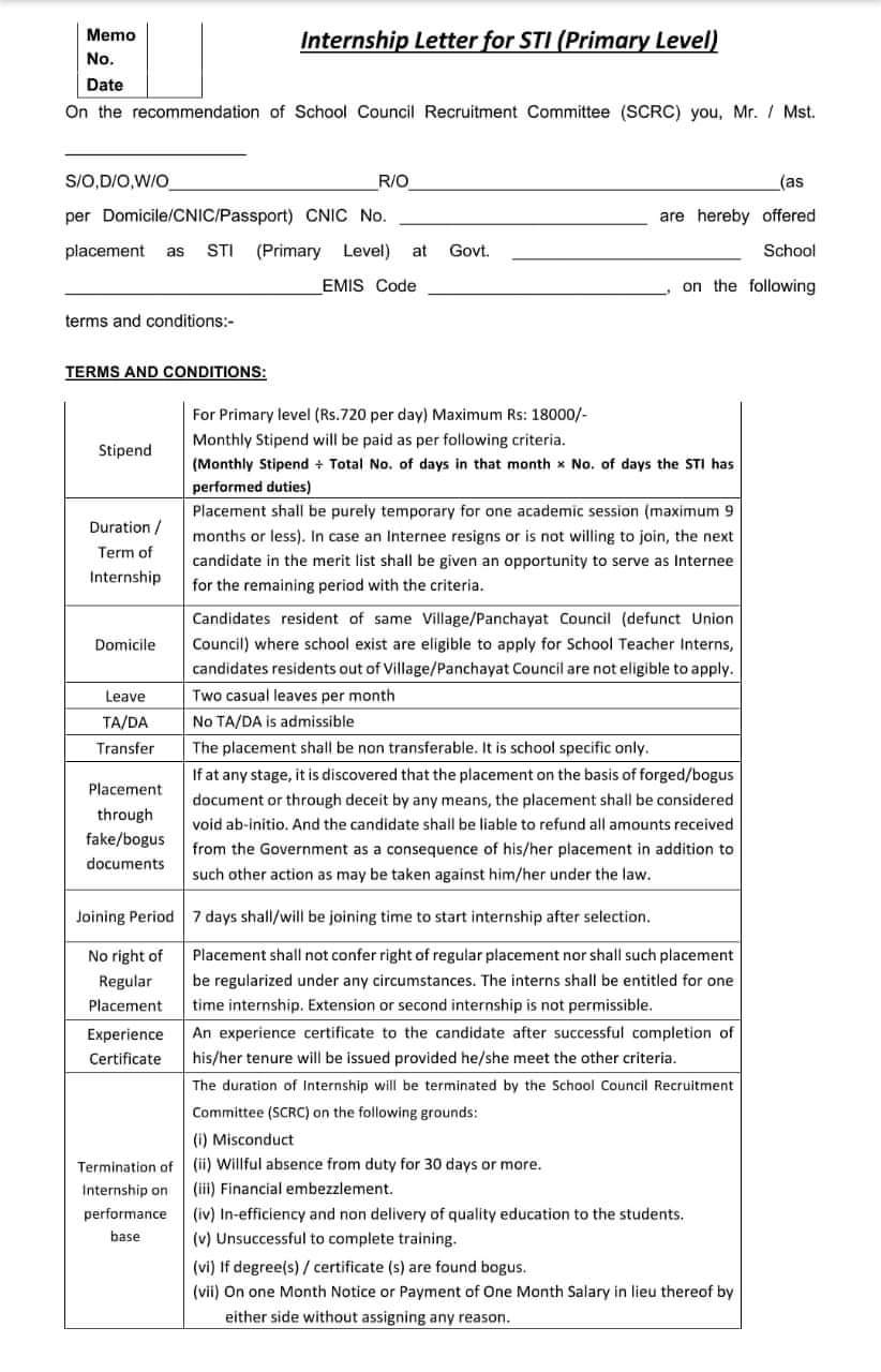 STI APPOINTMENT LETTERS including Terms & Conditions