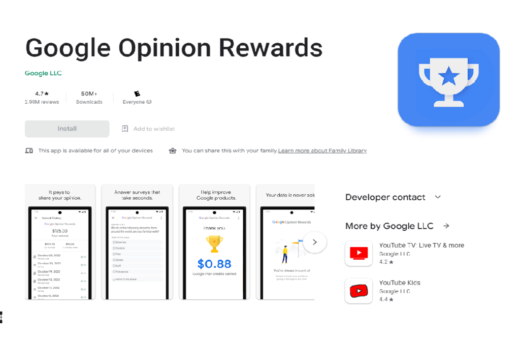 Google opinion reward application Earn Money without Investment 