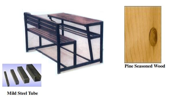 3 seater Standard Specifications of  primary School Furniture