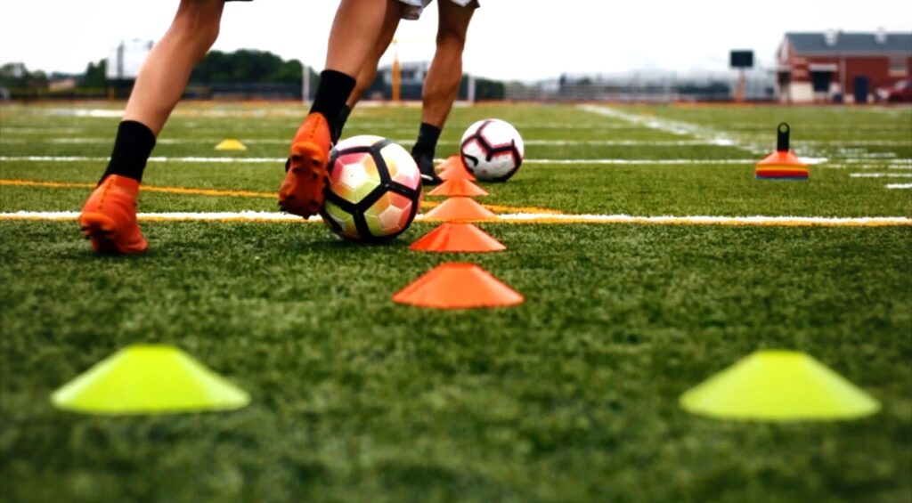 Dribbling Through Cones Soccer Drills