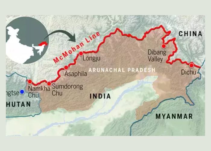 The McMahon Line Separating India and Tibet/China